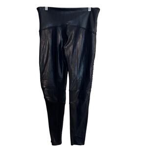 Spanx Faux Leather Moto Leggings Chic Women's Size 1X Black High Waist Stretch